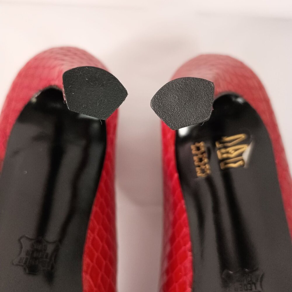 Charles Jourdan Python Red Patent Leather Pumps H… - image 3